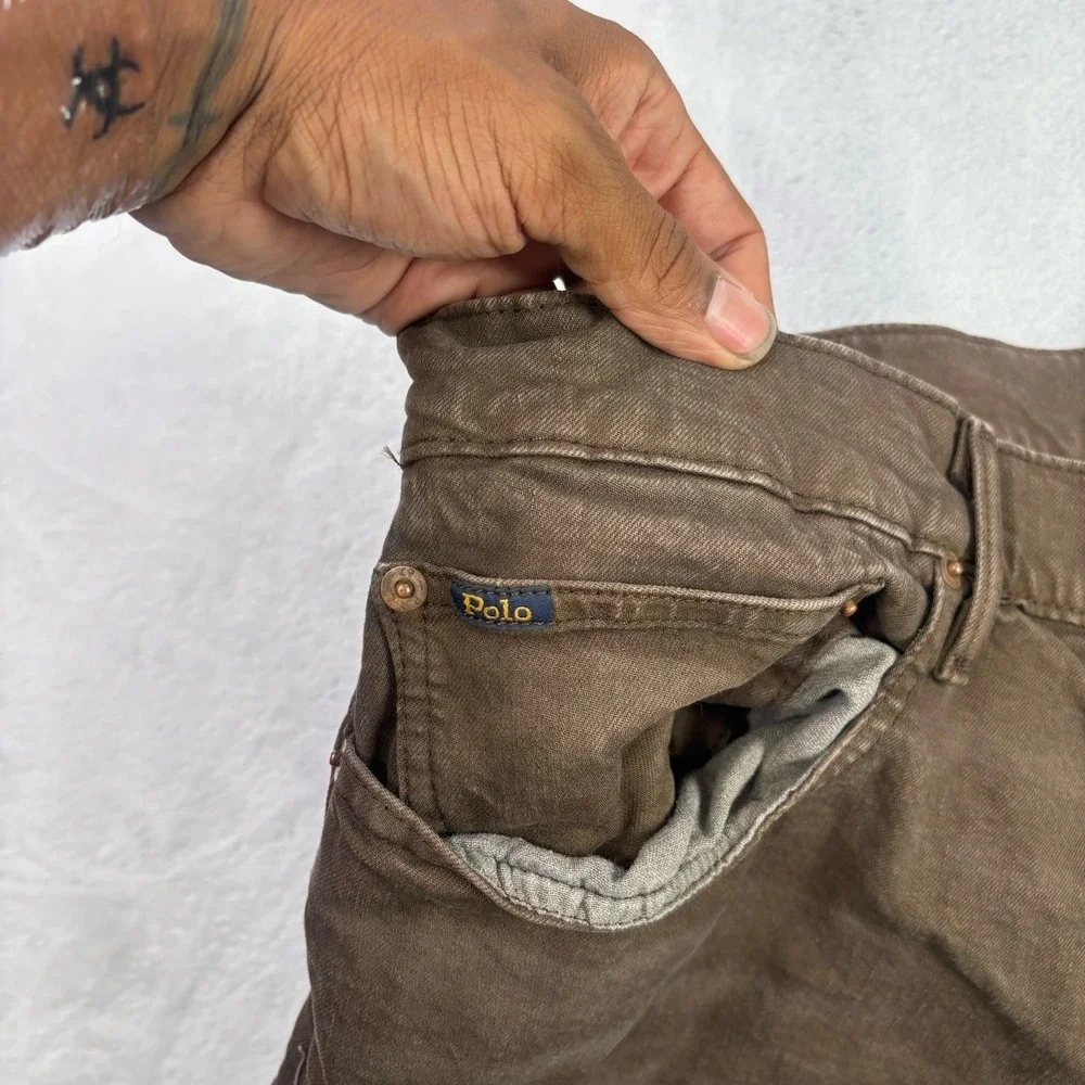 Polo Ralph Lauren Varick Slim Straight Brown Denim Jeans Men's Waist 40